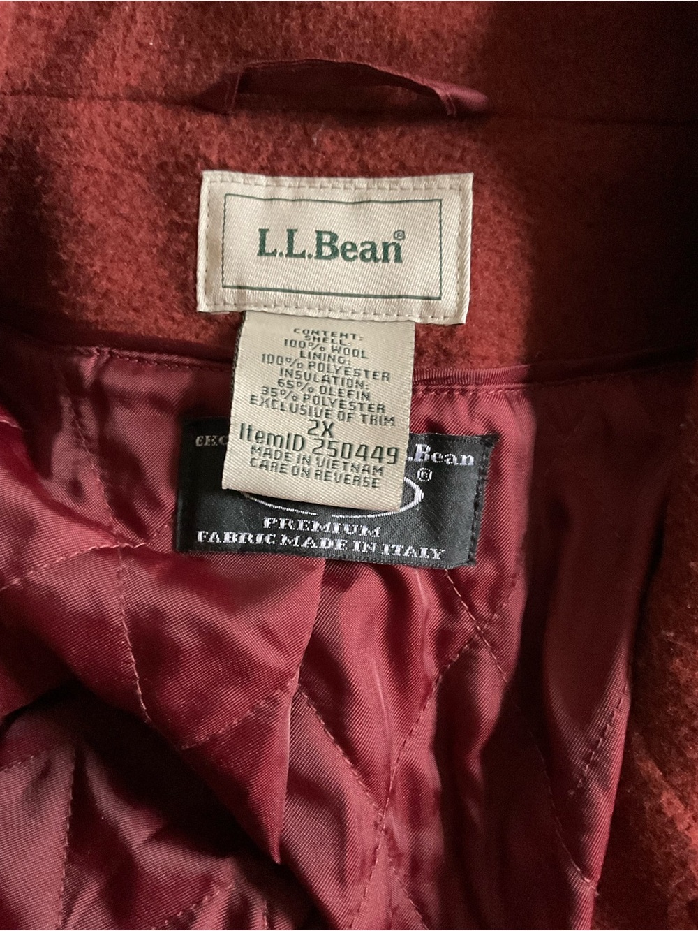 LL Bean Plus Classic Double-Breasted Women's Wool Coat - Rust Red - Picture 6 of 9